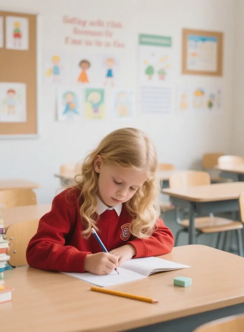 Child studying in a classroom to represent education allowance