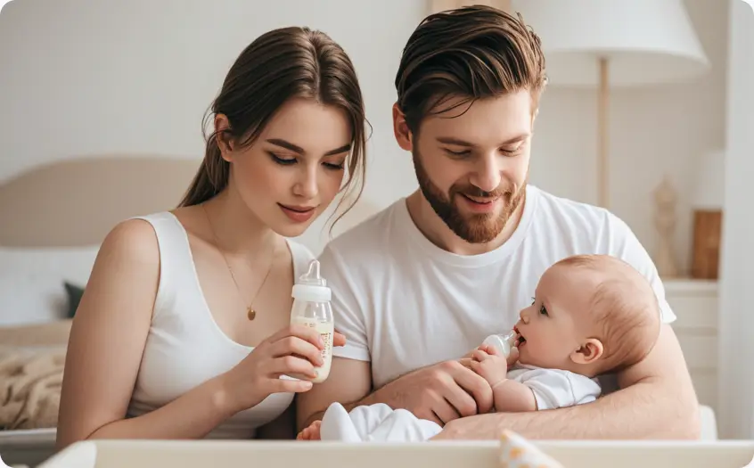 Parents caring for a newborn baby for paternity leave