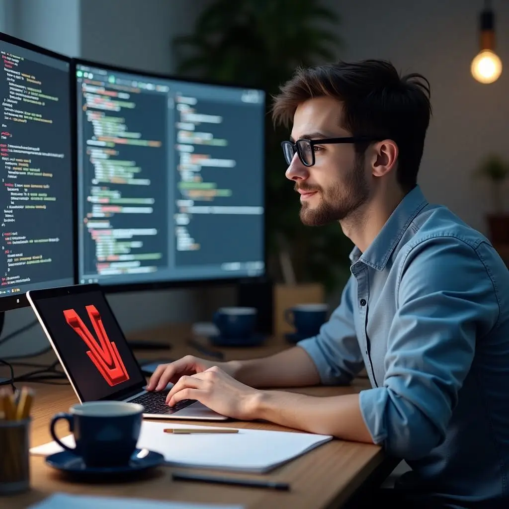 Information technology specialist working in a modern digital workspace